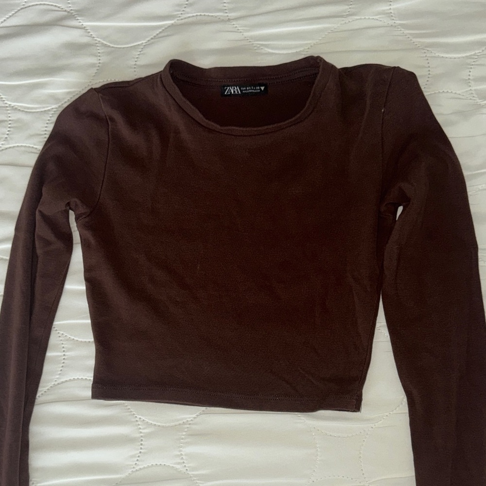 ZARA brown cropped long sleeve